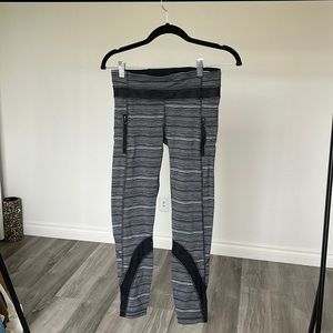 Lululemon black pinstripe leggings with zippers